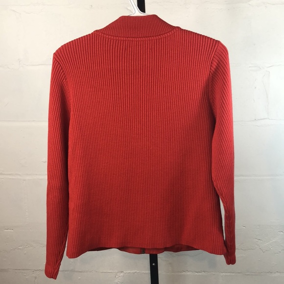 Pendleton Leather Wool Zip Front Jacket Size MP Red Ribbed - Picture 6 of 7